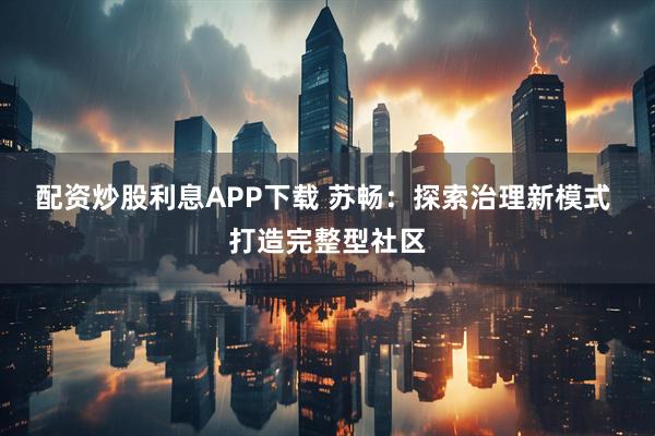 配资炒股利息APP下载 苏畅：探索治理新模式 打造完整型社区